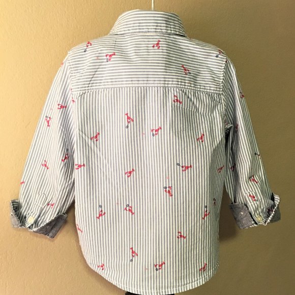 OSHKOSH Button Front Lobsters Play Badminton Shirt - Picture 7 of 14